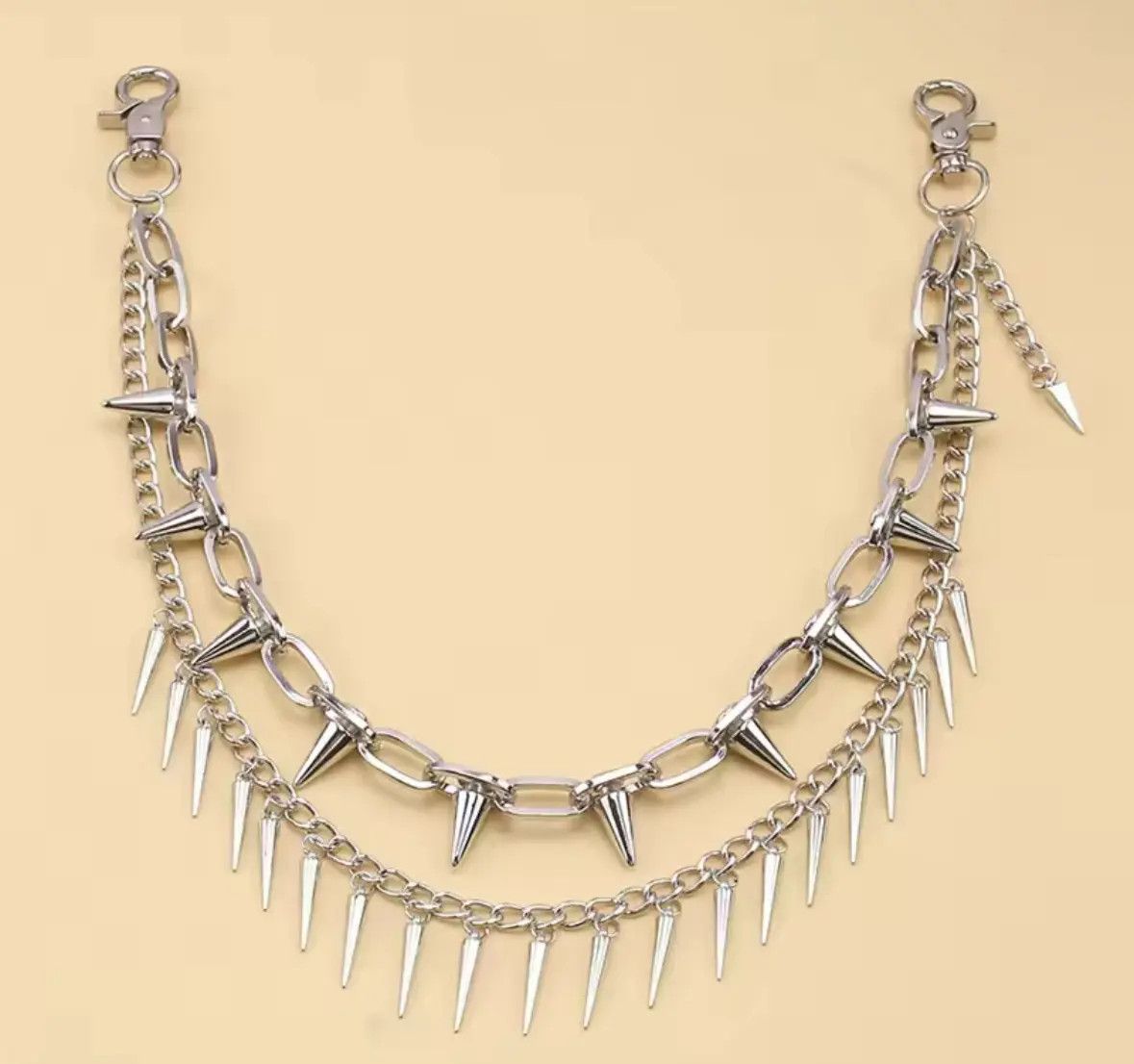 Other 2 Layers Punk Metal Pants Chain Wallet Belt Pointed Pendant Size ONE SIZE - 5 Thumbnail