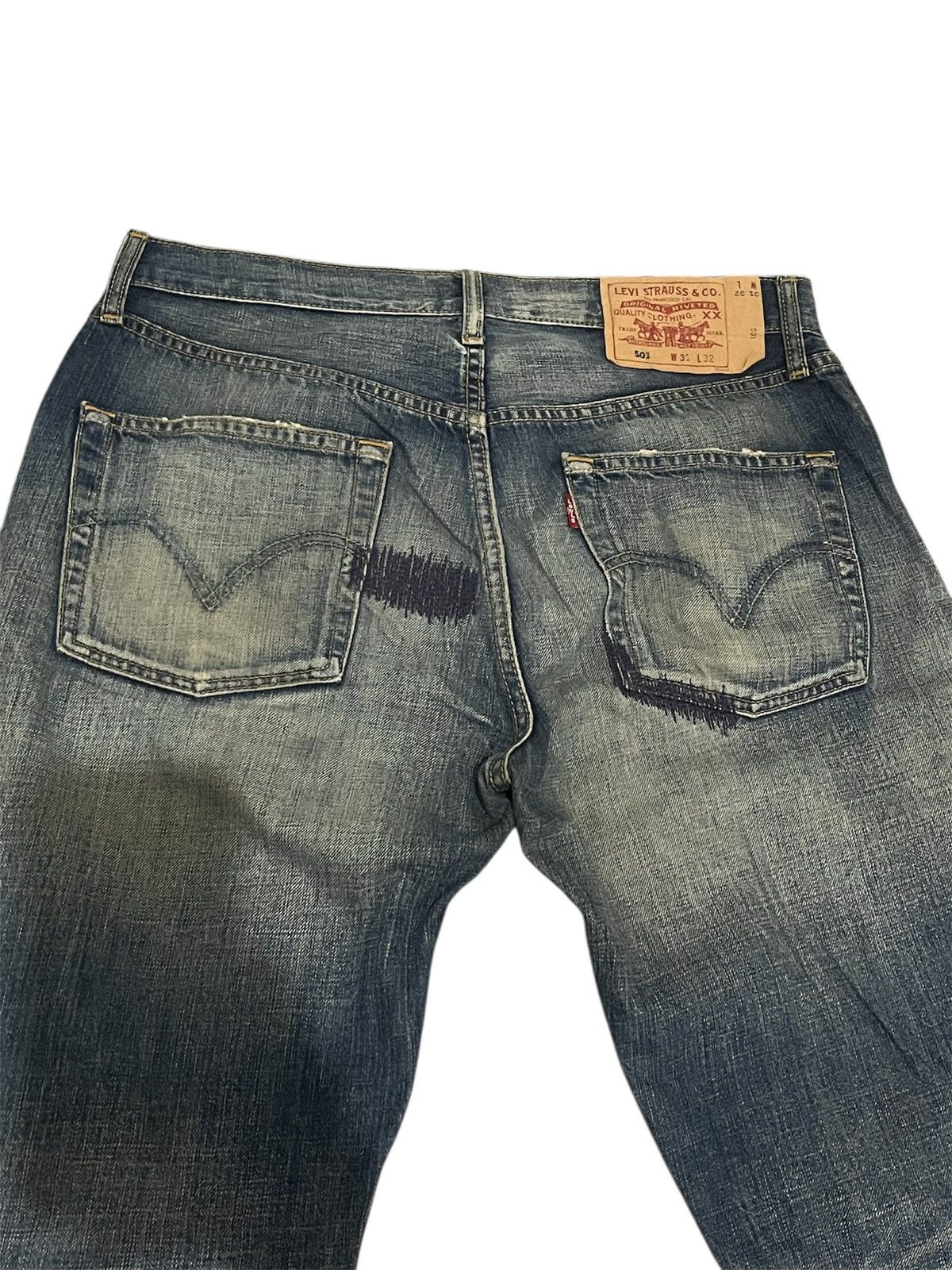 Levi's Vintage Levis Distressed Patchwork Jeans Size US 31 - 3 Thumbnail