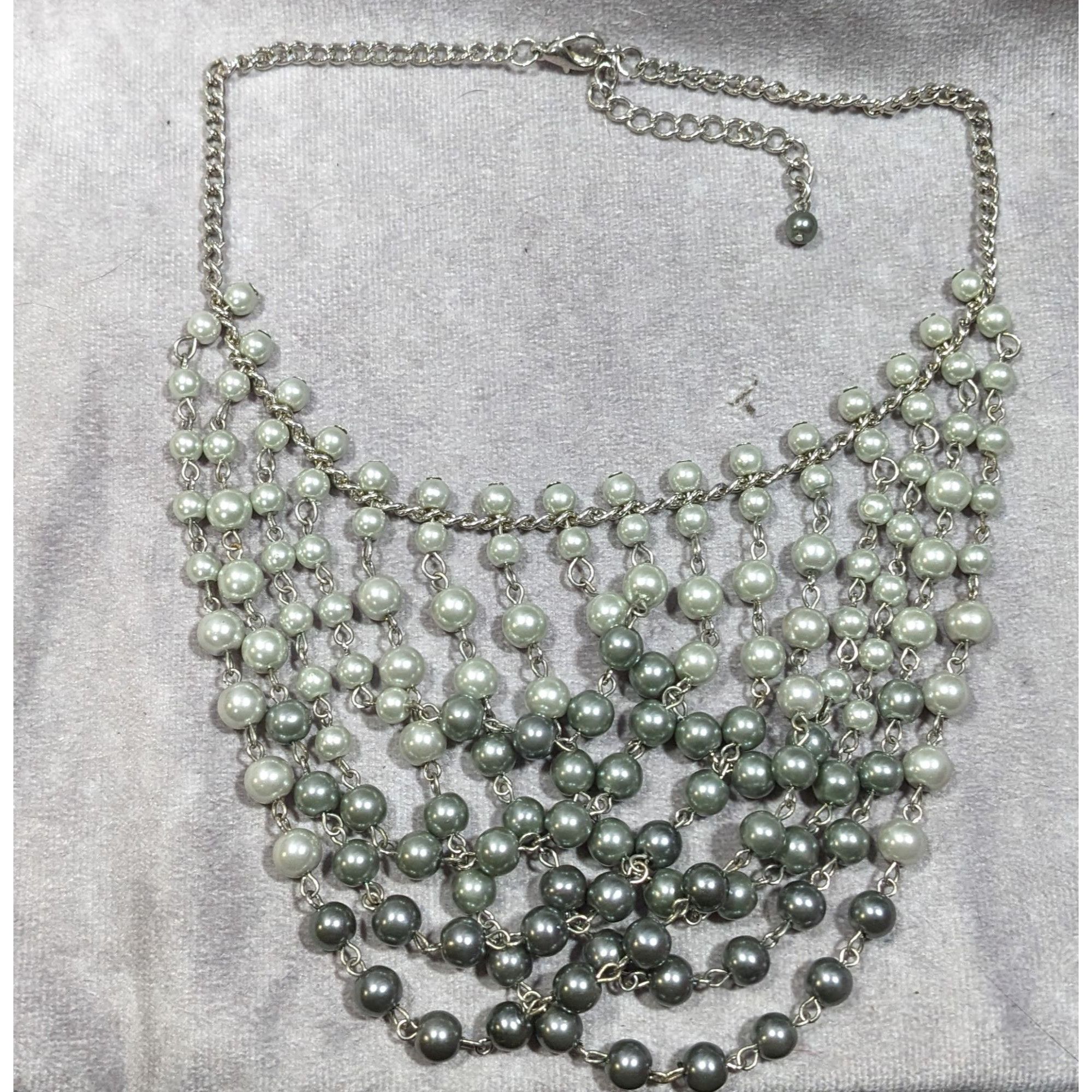 Other Elegant Glam Draped Dual Silver Tone Bib Necklace Size ONE SIZE - 5 Thumbnail