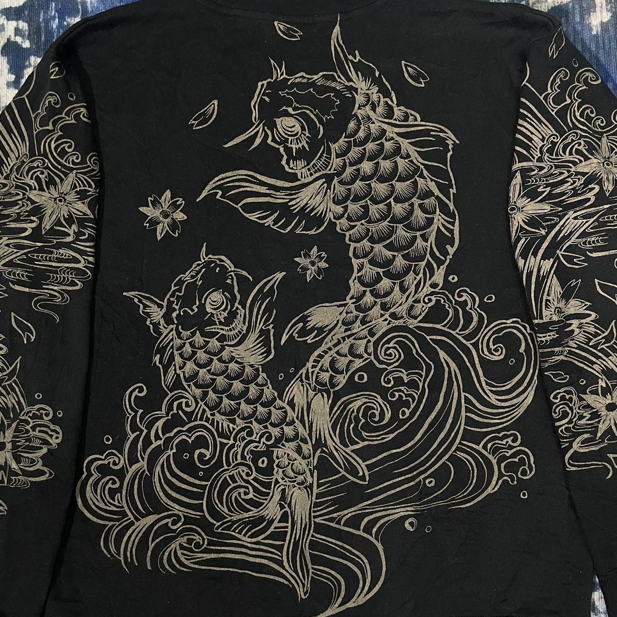 14th Addiction 🇯🇵 Vintage Strange Heaven Sukajan Kimono Koi Fish Sweatshirt Size US XL / EU 56 / 4 - 10 Thumbnail