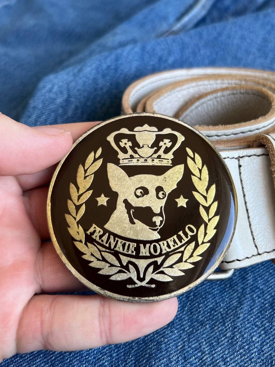 Frankie Morello 1990’s Frankie Morello Leather Belt Steel Logo Vintage Size ONE SIZE - 2 Thumbnail