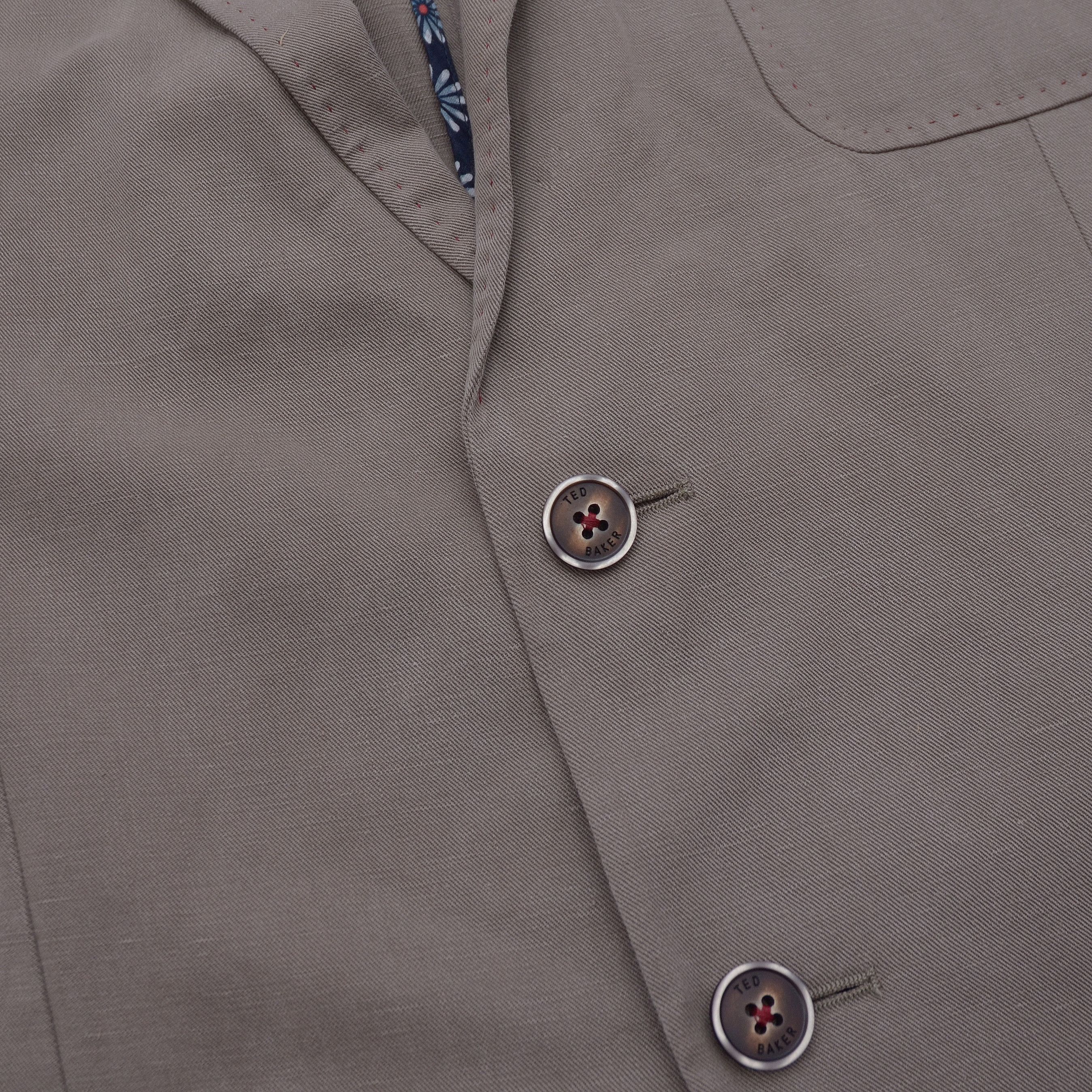 Ted Baker Ted Baker Casual Blazer Gray Lyocell Linen Flowers 54 EUR 6 Size 54R - 5 Thumbnail