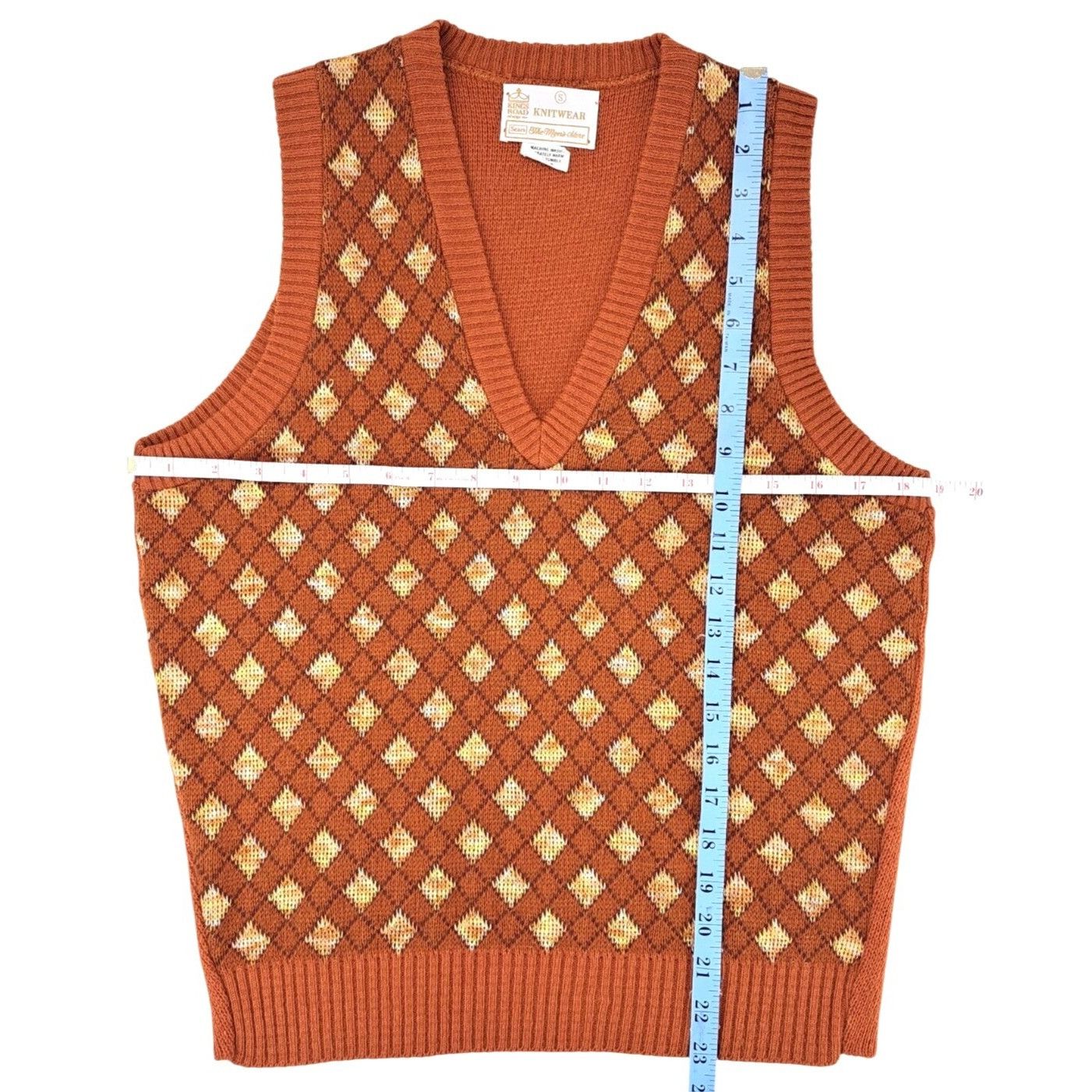 Sears Vintage Sears Kings Road Knitwear Argyle Sweater Vest Orange Size US S / EU 44-46 / 1 - 5 Thumbnail