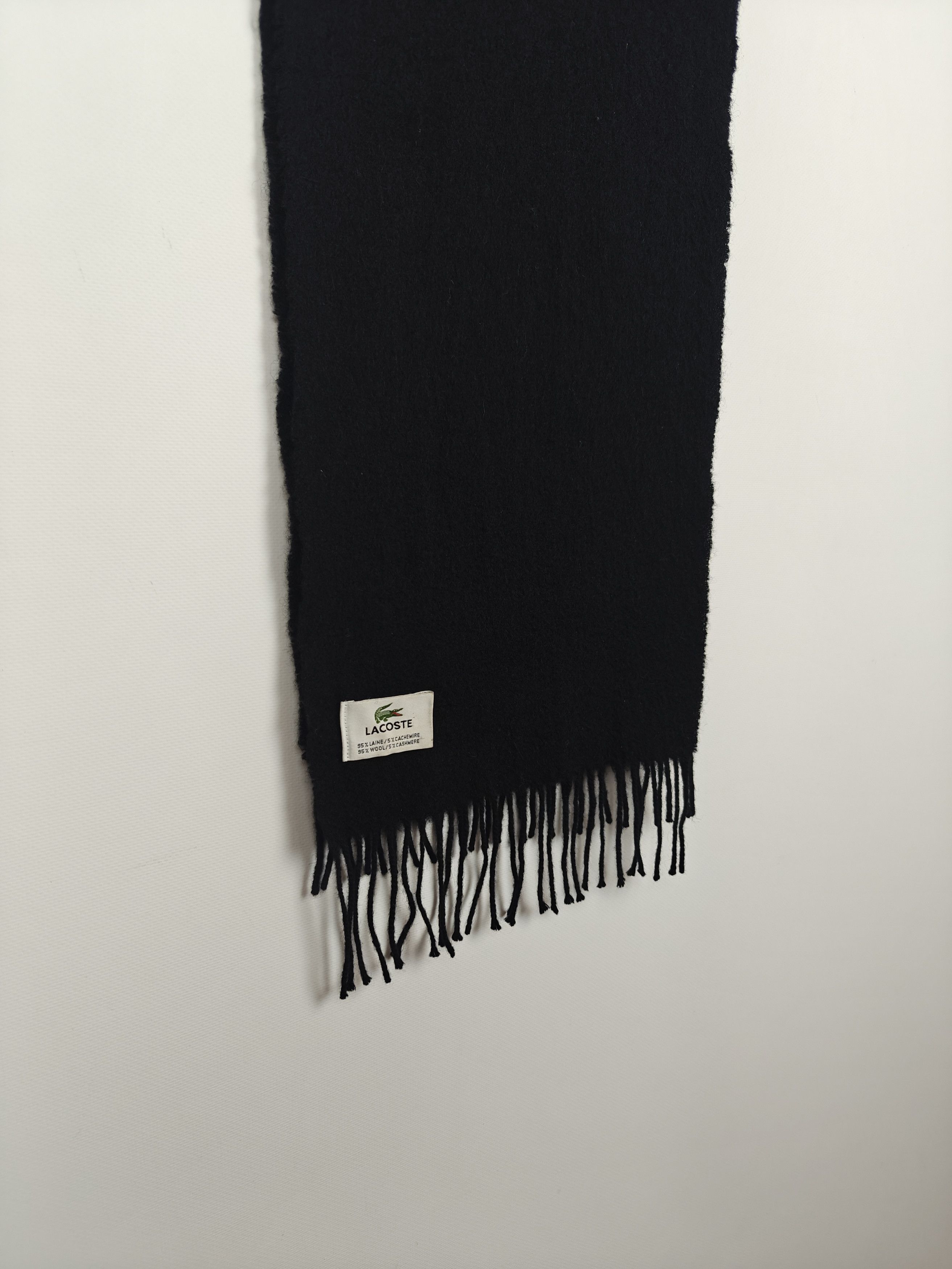 Lacoste Lacoste Wool Cashmere Scarf Black Winter Wrap Size ONE SIZE - 3 Thumbnail