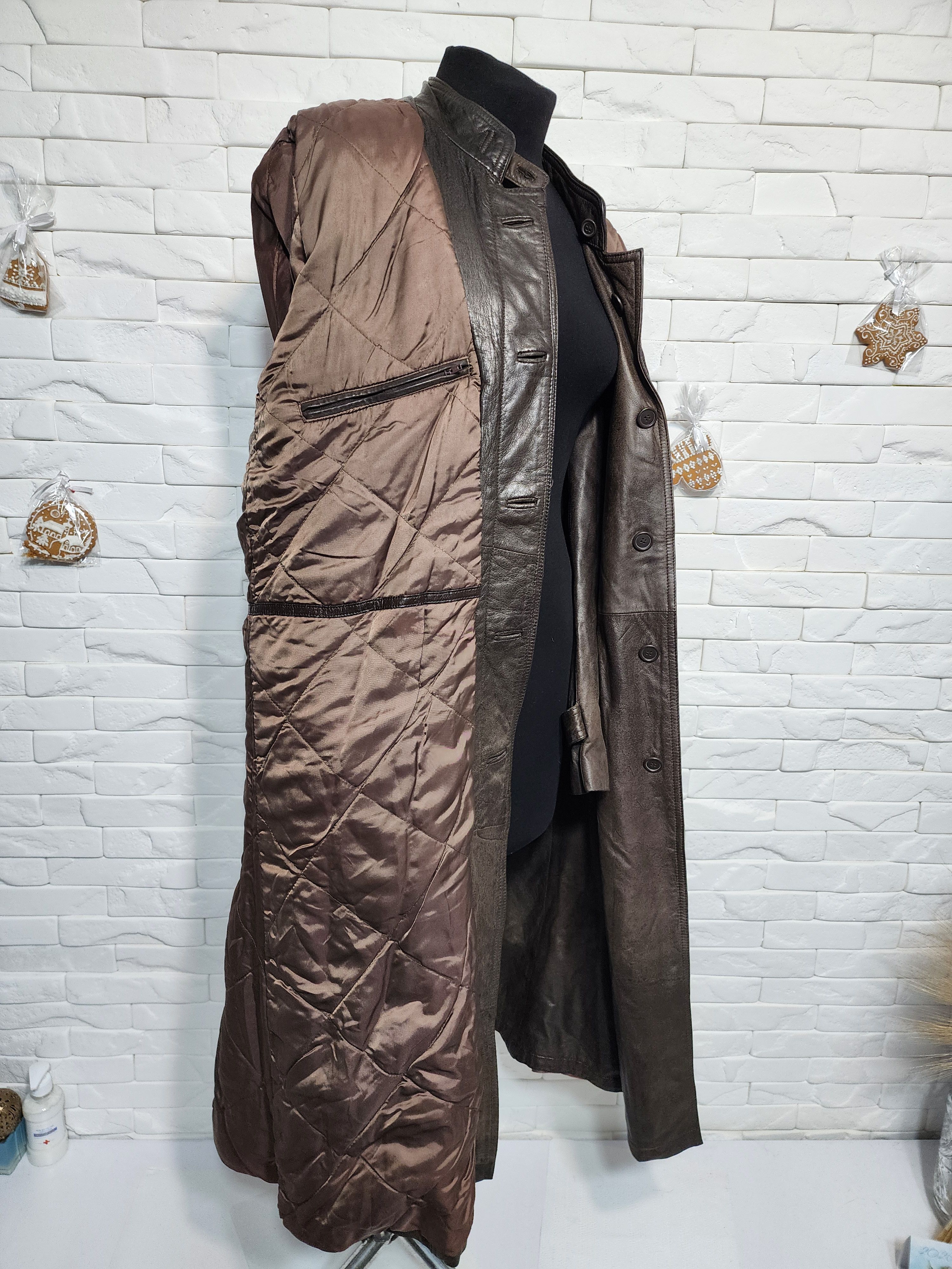 Uniqlo Brown Genuine Leather Men's Coat with Belt Size US L / EU 52-54 / 3 - 9 Thumbnail