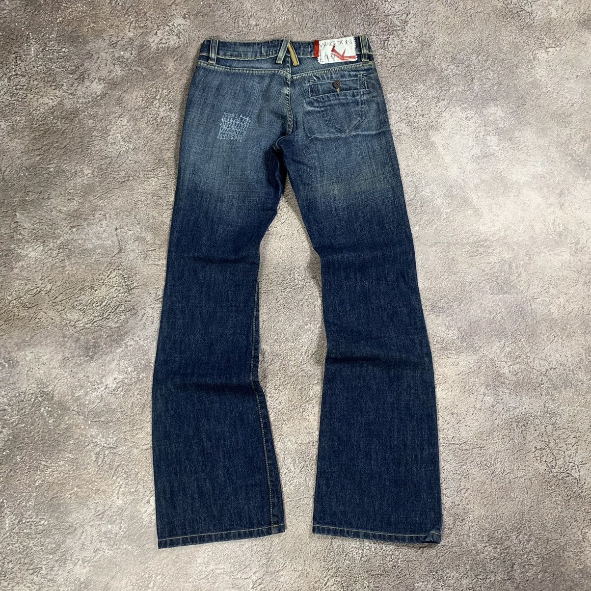 Vintage Vintage 90s Distressed Flared Low Rise Jeans Skate Logo 28 Size 28" / US 6 / IT 42 - 1 Thumbnail