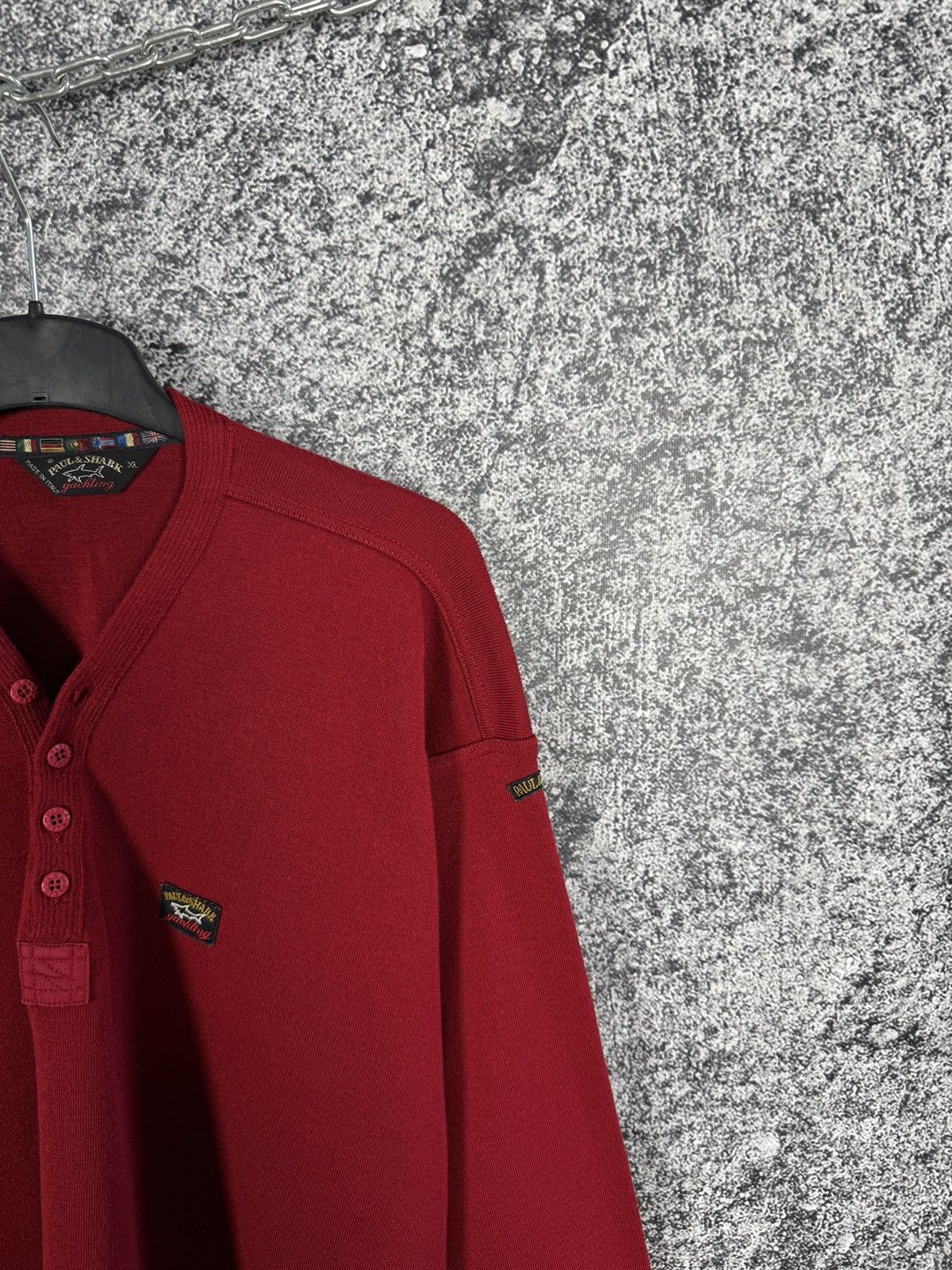 Paul & Shark Paul Shark Wool Sweater Red Henley Knit Made In Italy XL Size US XL / EU 56 / 4 - 2 Thumbnail