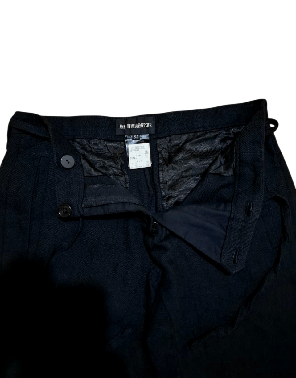 Ann Demeulemeester Ann Demeulemeester Belted Wool-Linen Trousers Size 28" / US 6 / IT 42 - 9 Thumbnail