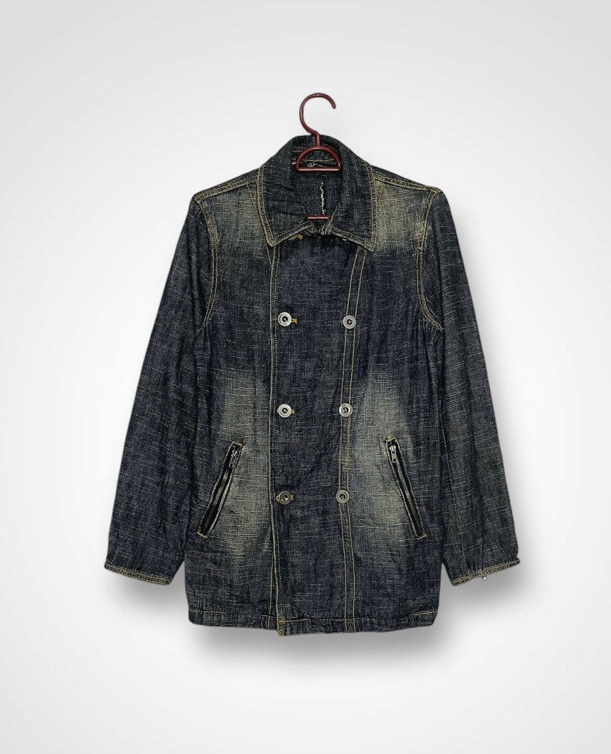 Japanese Brand Slick Double Brested Denim Jacket (11) Size US M / EU 48-50 / 2 - 1 Thumbnail