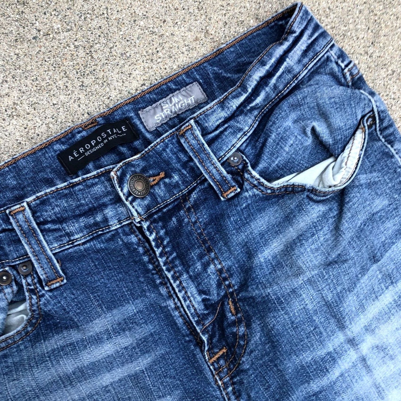 Vintage Aéropostale Jeans Straight Denim 30/30 Men Medium Wash Blue Pants Size US 30 / EU 46 - 4 Thumbnail