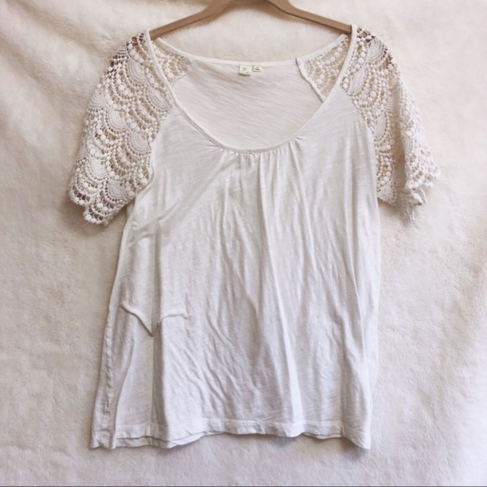 Other E White Crochet Short Sleeves Top Size XS / US 0-2 / IT 36-38 - 5 Thumbnail