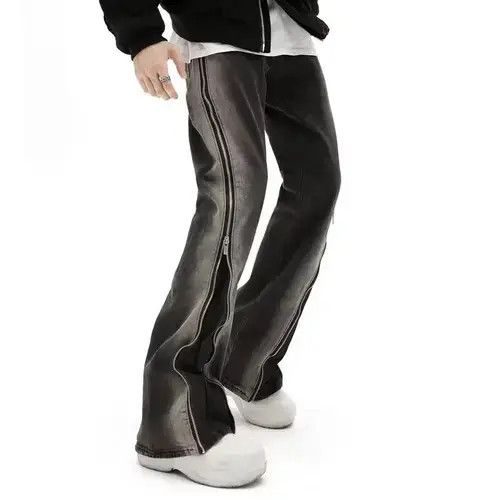 Individualized Shirts Baggy Flare Jeans Split Zipper Straight Washed Size US 30 / EU 46 - 4 Thumbnail