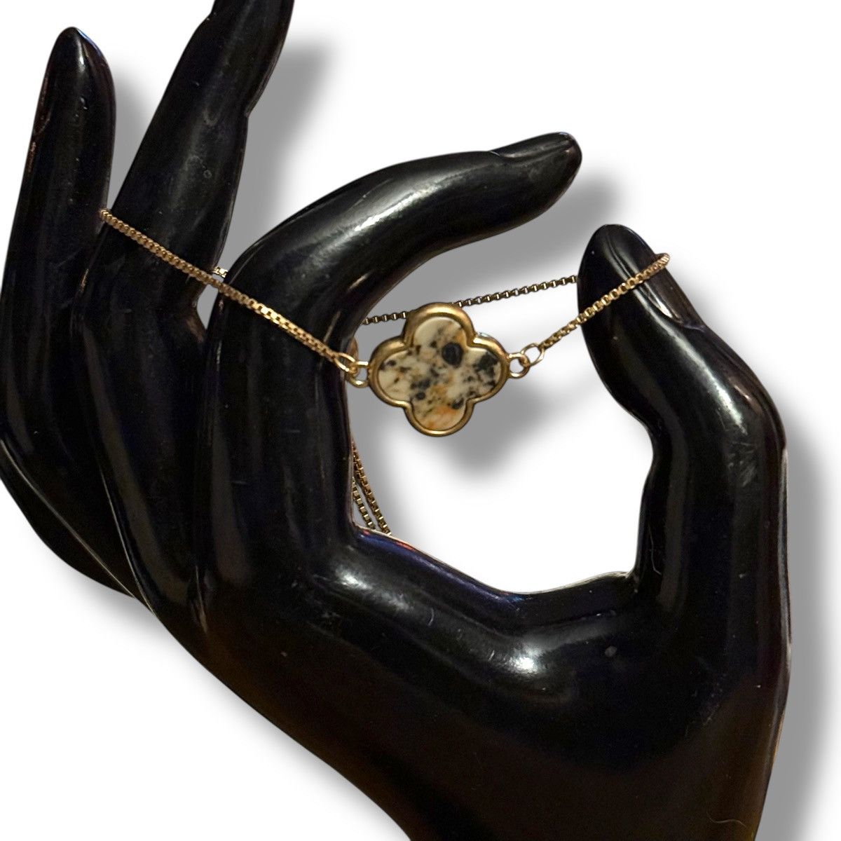 Other Gold tone black and white blotchy clover bolo bracelet Size ONE SIZE - 2 Thumbnail