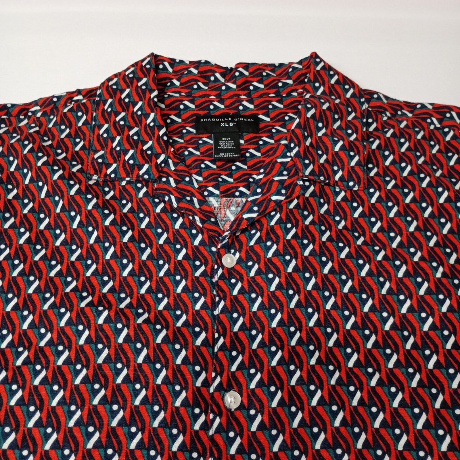 Other Men's Shaquille O'neal Linen Blend Geometric Shirt Size 2XLT Size US XXL / EU 58 / 5 - 2 Thumbnail