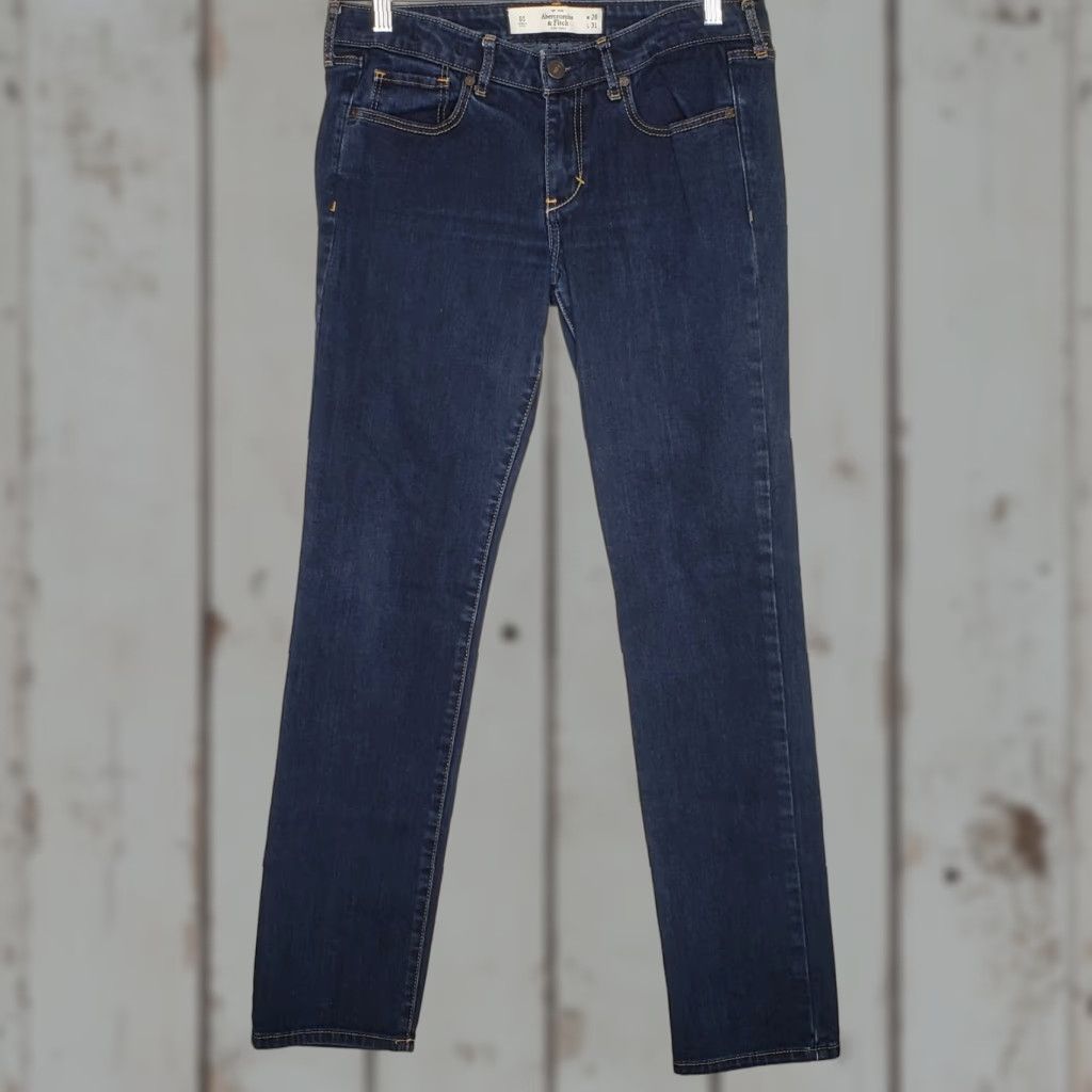 Abercrombie & Fitch Abercrombie & Fitch Womens Jeans 6Short W28 x L31 Dark Wash Blue Skinny Low Rise Size 28" / US 6 / IT 42 - 1 Thumbnail