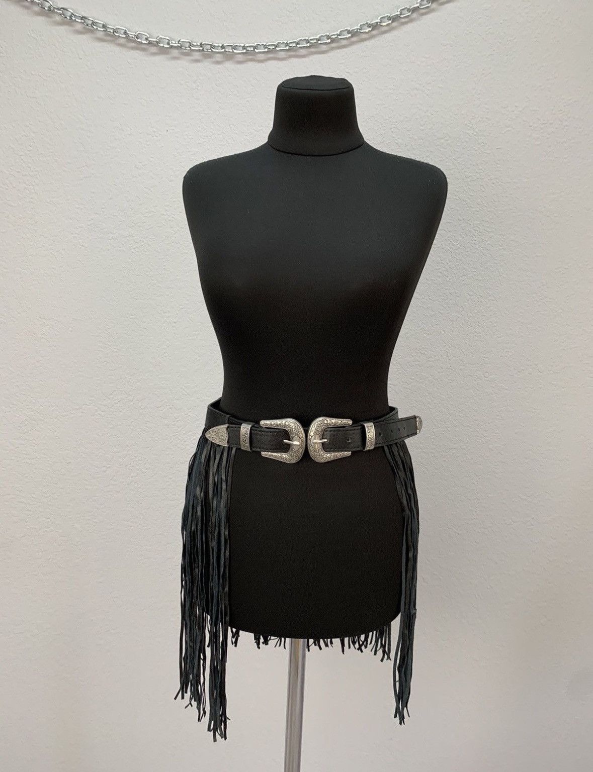 Pre-owned Vintage Belts Y2k Rhinestones Punk Leather Belt Japanese In Black