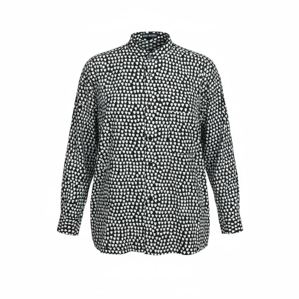 Issey Miyake Issey Miyake Archive Heart Print Band Collar Shirt Black M Size US M / EU 48-50 / 2 - 1 Thumbnail