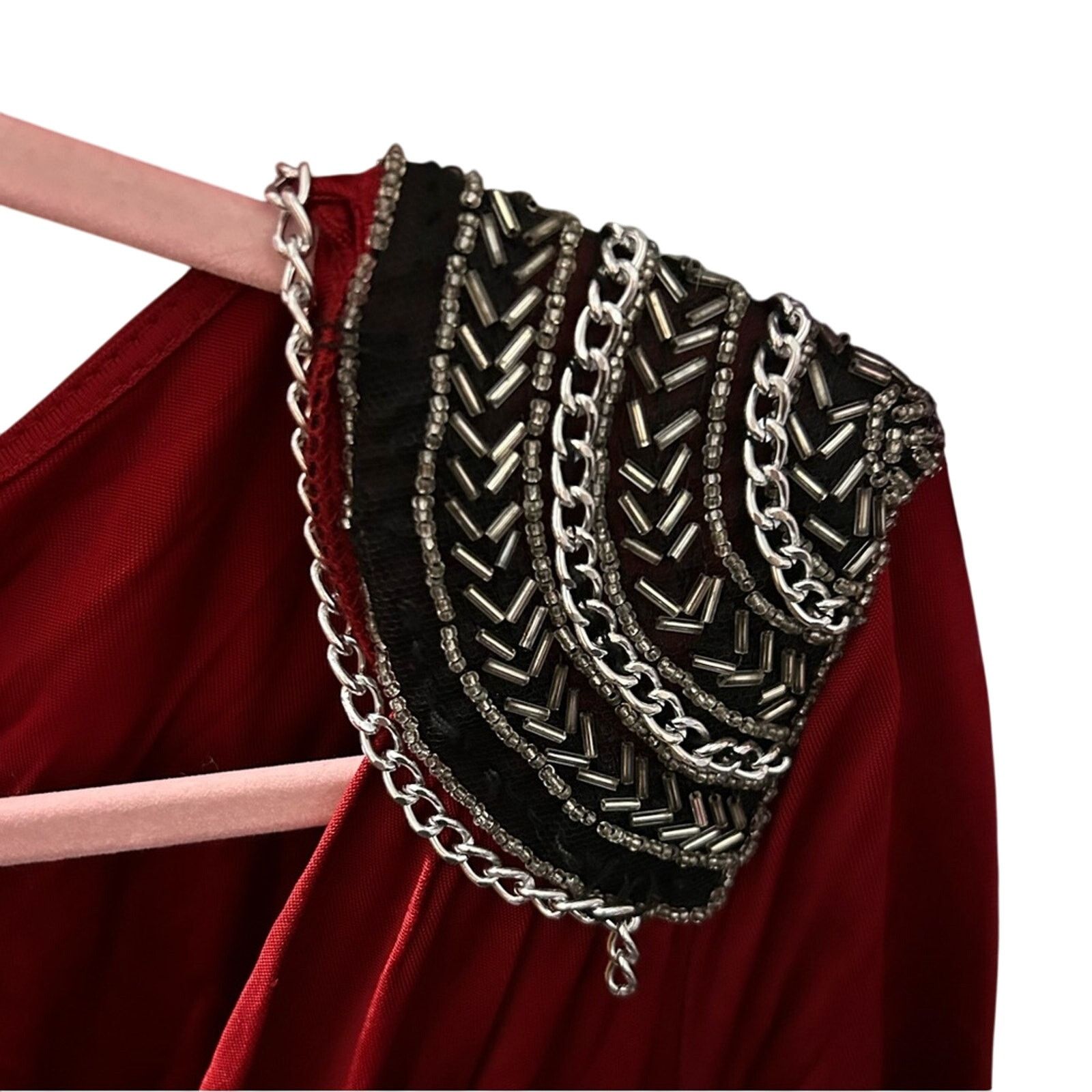 Vivienne Tam RARE! Vivienne Tam Red Faux Wrap Dress Chains Dark Fem M Size M / US 6-8 / IT 42-44 - 3 Thumbnail