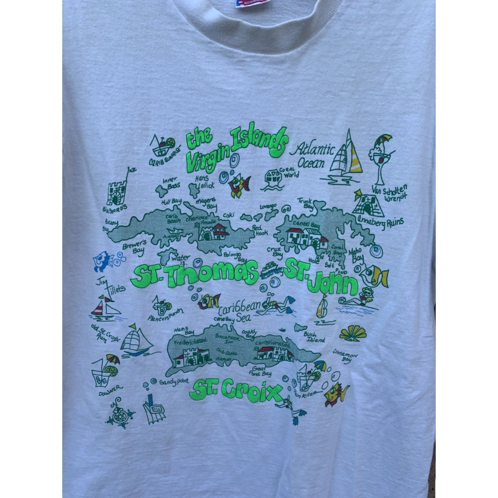Fruit Of The Loom VINTAGE The Virgin Islands St Thomas St Croix T Shirt Single Stitch Size Medium Size US M / EU 48-50 / 2 - 4 Thumbnail