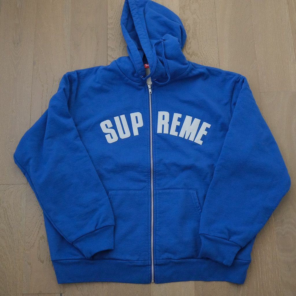 Supreme Supreme Arc Logo Thermal Zip Up Hoodie Navy | Grailed