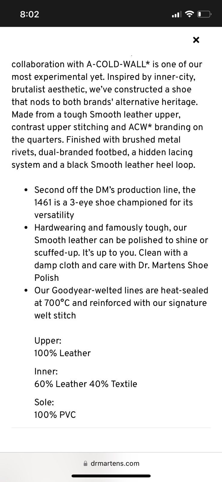 A-COLD-WALL* × Dr. Martens A-Cold-Wall* x Dr Martin Leather shoes Size US 8 / EU 41 - 14 Thumbnail