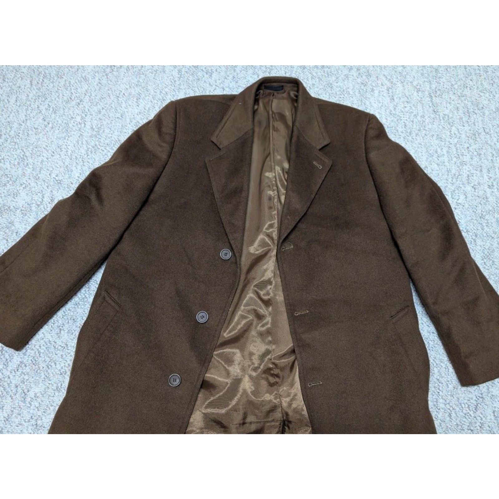 Sean John VINTAGE Sean John Overcoat Coat Mens 42R Brown Flannel Wool Long 1990s 90s Size US XS / EU 42 / 0 - 4 Thumbnail