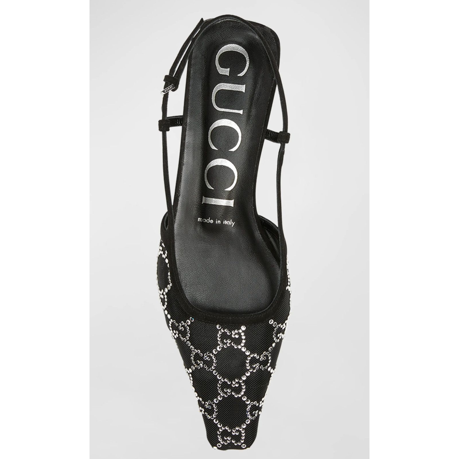 Gucci Gucci Demi GG Crystal Mesh Black Silver Slingback Ballerina Size US 7.5 / IT 37.5 - 9 Thumbnail