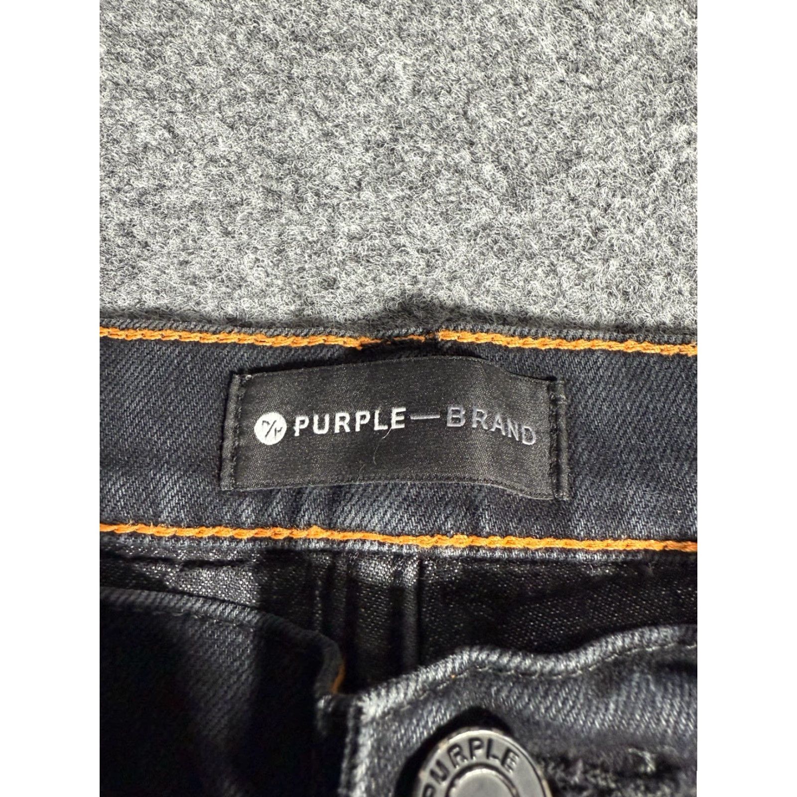 J Brand Purple Brand Jeans P001 Slim Fit Black 34x33.5 Orange Side Stripe Distressed 5-Pocket Men Vintage No Size US 34 / EU 50 - 4 Thumbnail