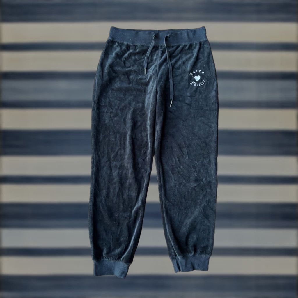 Juicy Couture VINTAGE Juicy Couture x Forever 21 Velour Jogger Sweatpants Black Large Rhinestones Women Casual Pants Tapered Hip Hop Retro Size 36" / US 14 / IT 50 - 1 Thumbnail