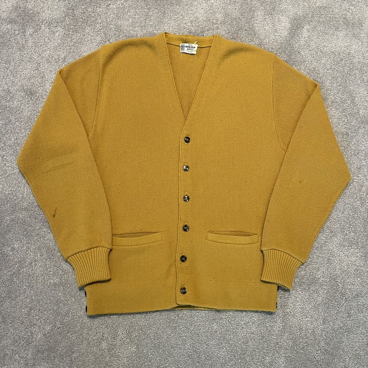Vintage Vintage 1960s Virgin Orlon Acrylic Mustard Yellow Cardigan Size US M / EU 48-50 / 2 - 1 Thumbnail