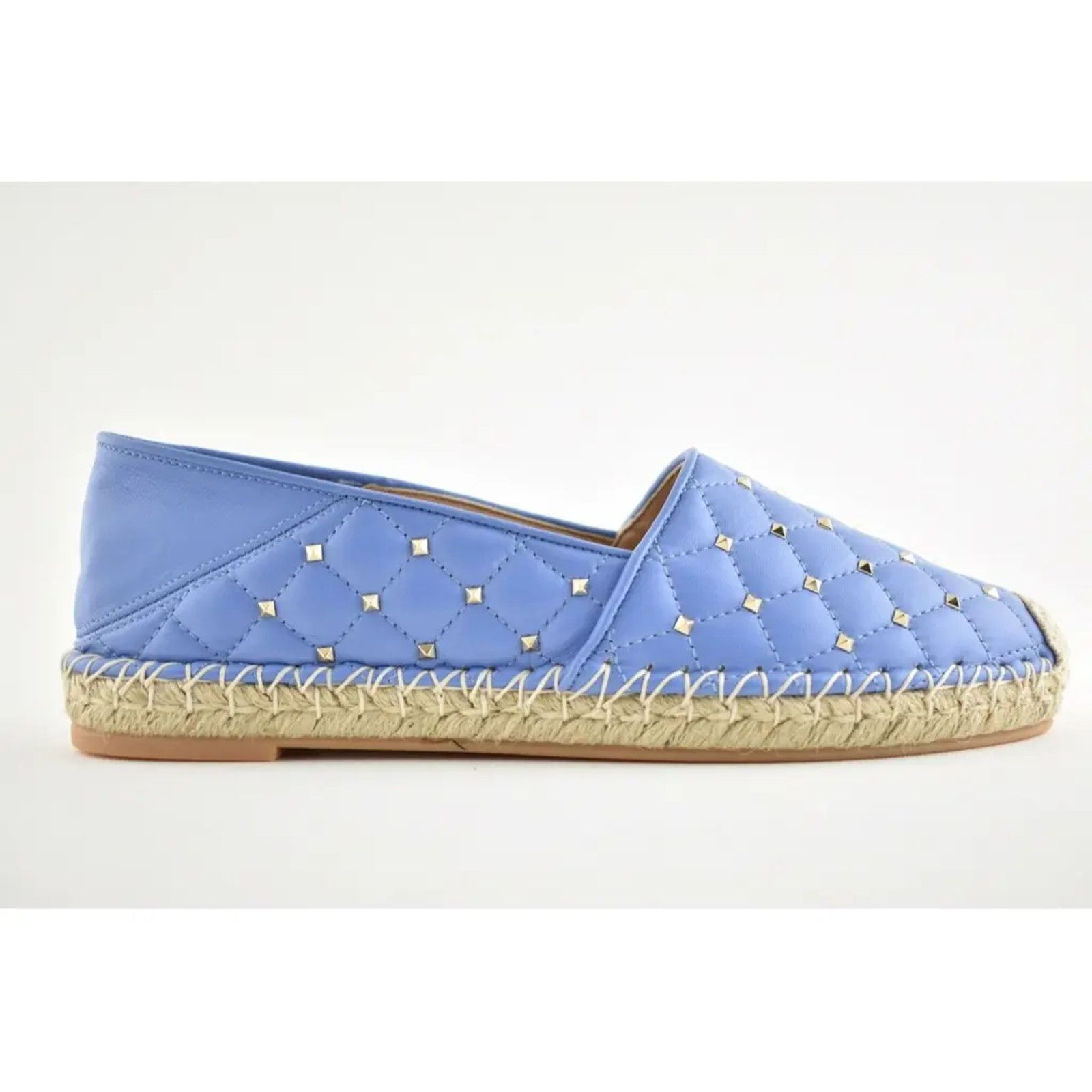 Valentino Valentino Rockstud Spike Blue Quilted Leather Slide Back Size US 7 / IT 37 - 2 Thumbnail