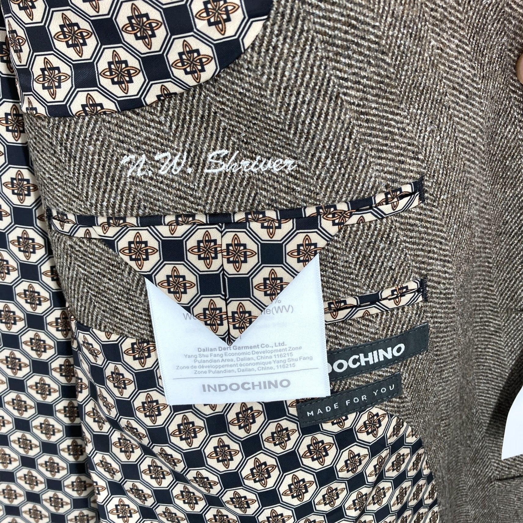 Vintage INDOCHINO Newbury 66 Blazer Jacket Mens 48 Brown Wool Herringbone NWT Sport Coat Jacket Mens 48 Brown Wool Herringbone NWT Size 48R - 7 Thumbnail