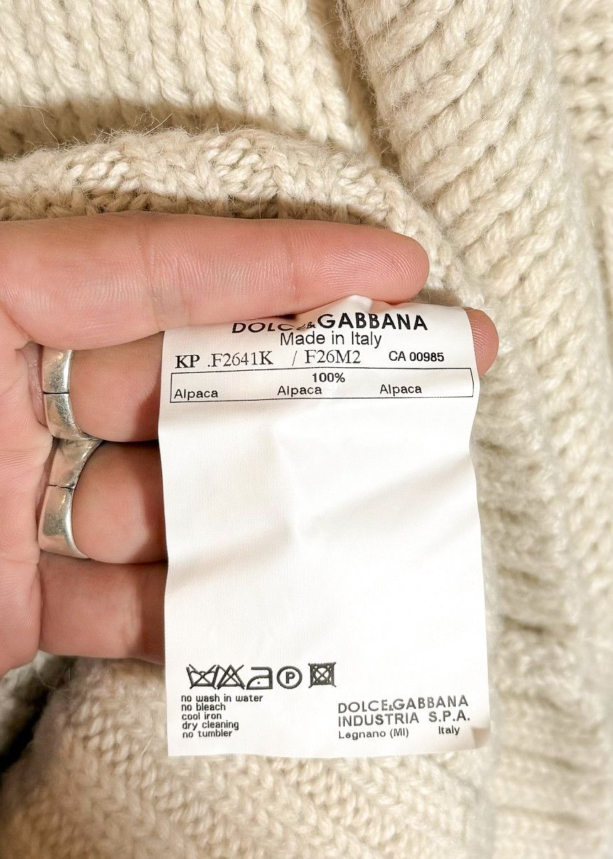 Dolce & Gabbana Dolce & Gabbana Ivory Chunky Knit Alpaca Poncho Sweater Size M / US 6-8 / IT 42-44 - 6 Thumbnail