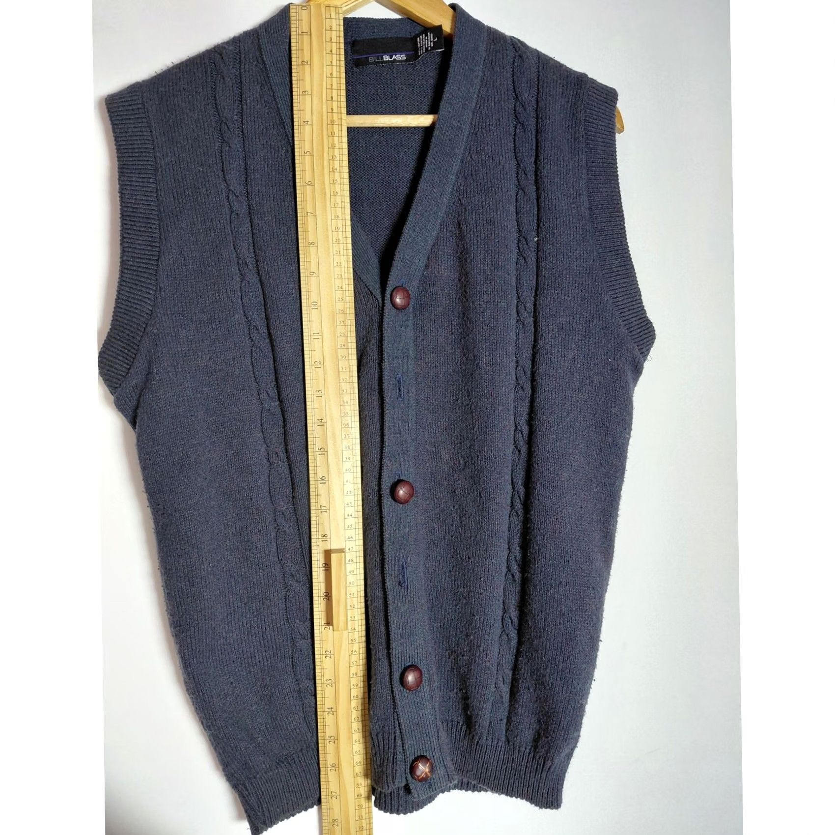 Bill Blass BILLBLASS Blue Knit Vest Solid Sleeveless Men Size L Size US L / EU 52-54 / 3 - 7 Thumbnail