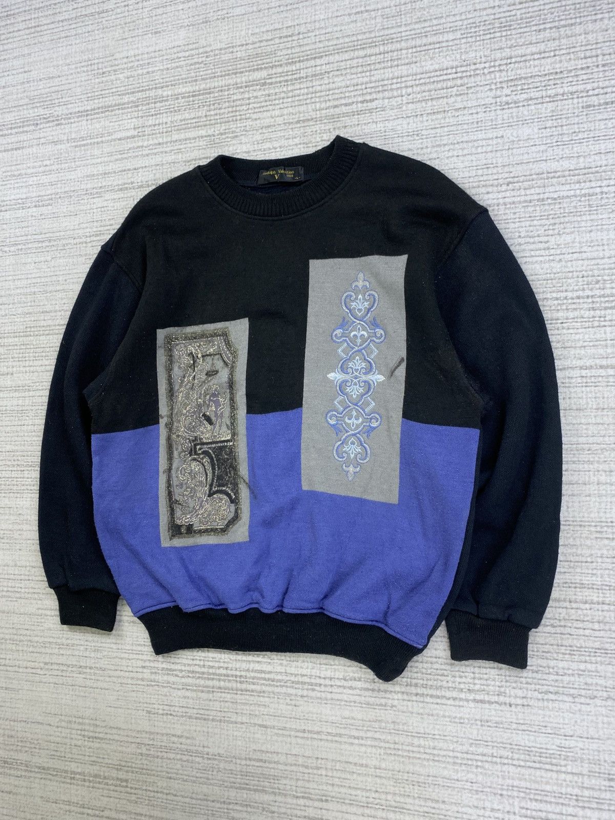 Designer × Vintage Vtg Rudolph Valentino Two Tone Colour Sweatshirt Nice Design Size US M / EU 48-50 / 2 - 4 Thumbnail