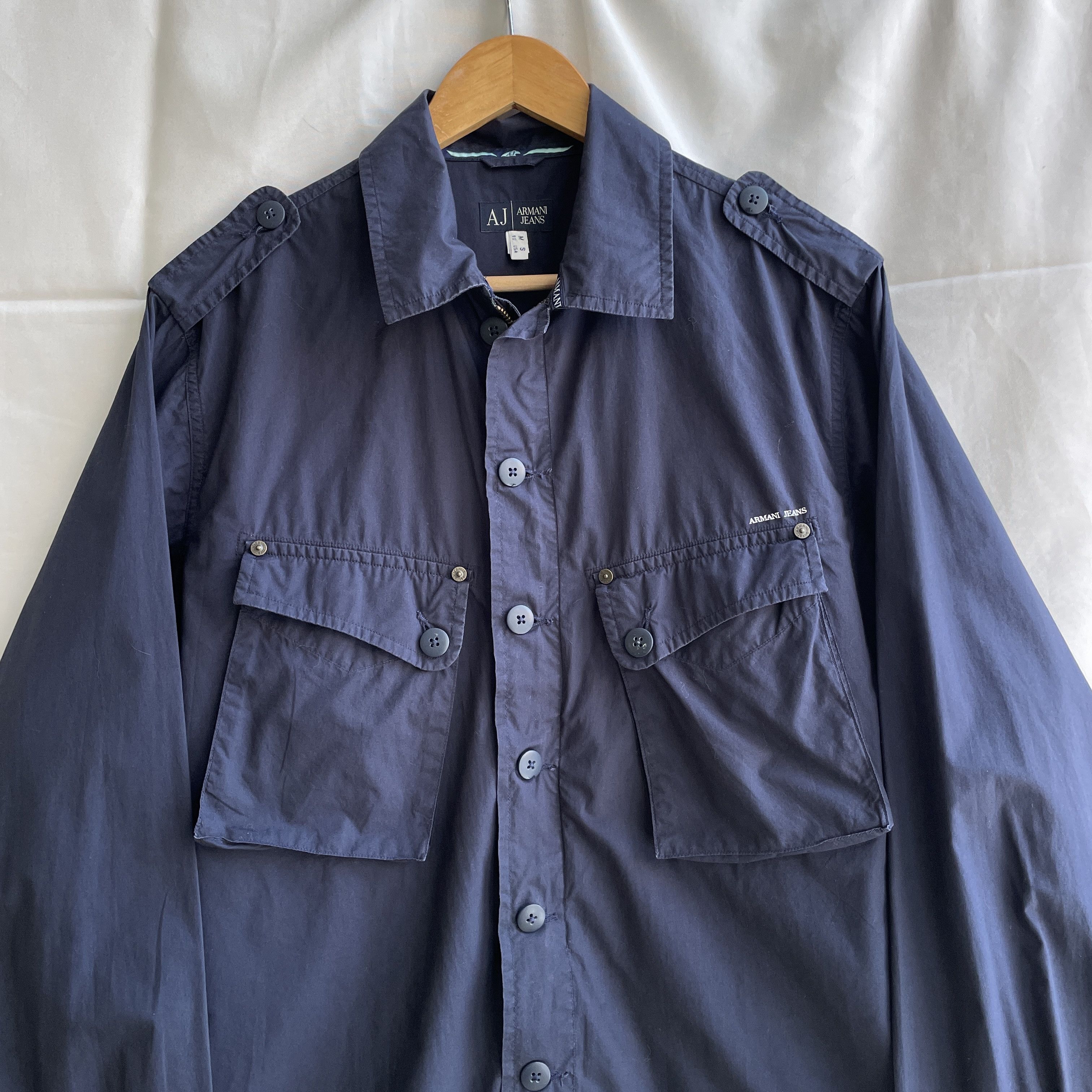 Armani Armani Jeans Vintage Utility Military Navy Zip Shirt Size US S / EU 44-46 / 1 - 4 Thumbnail