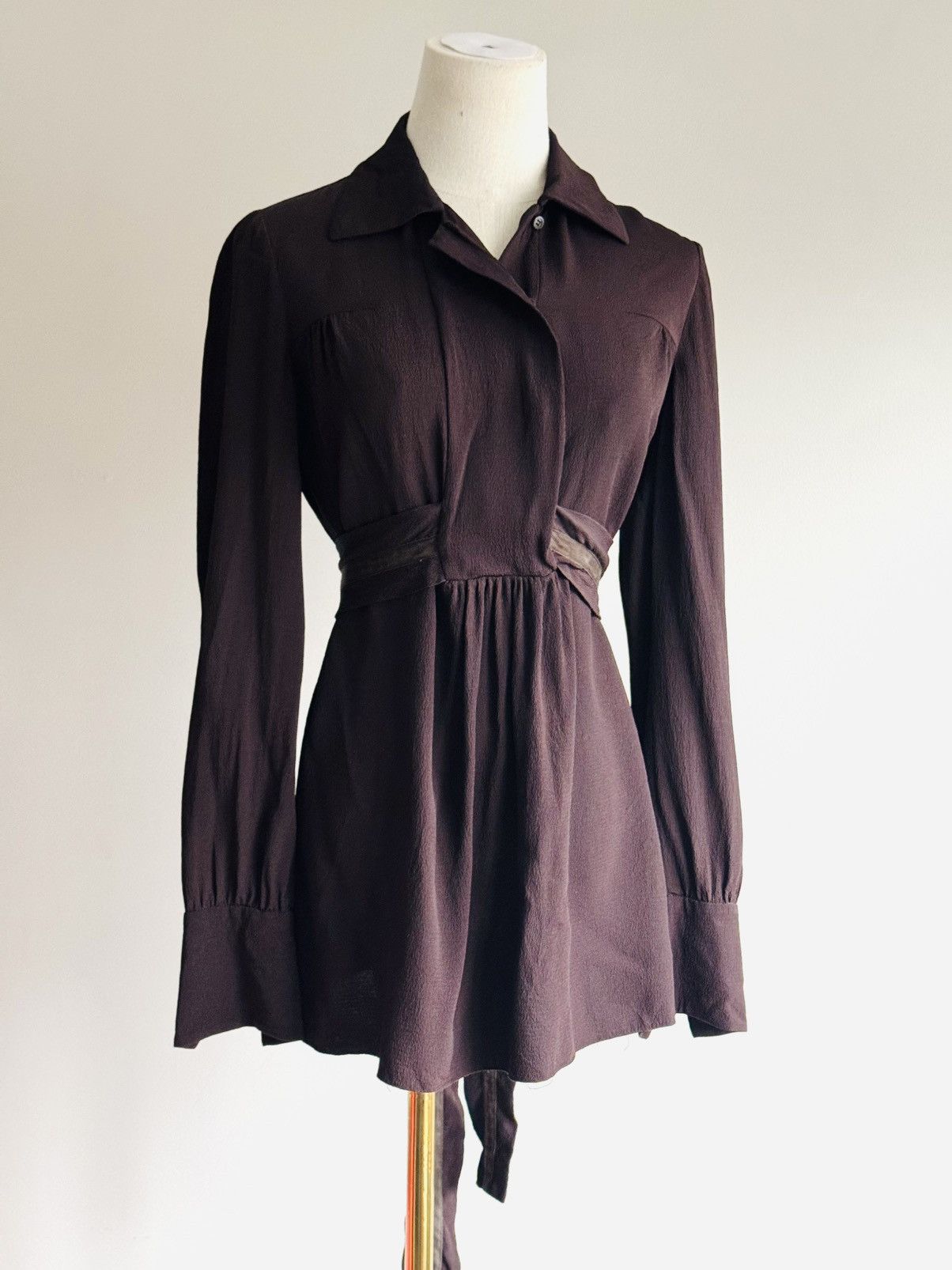 Prada Vintage Fall 2001 Chocolate brown Prada wrap blouse sz 40 Size S / US 4 / IT 40 - 1 Thumbnail