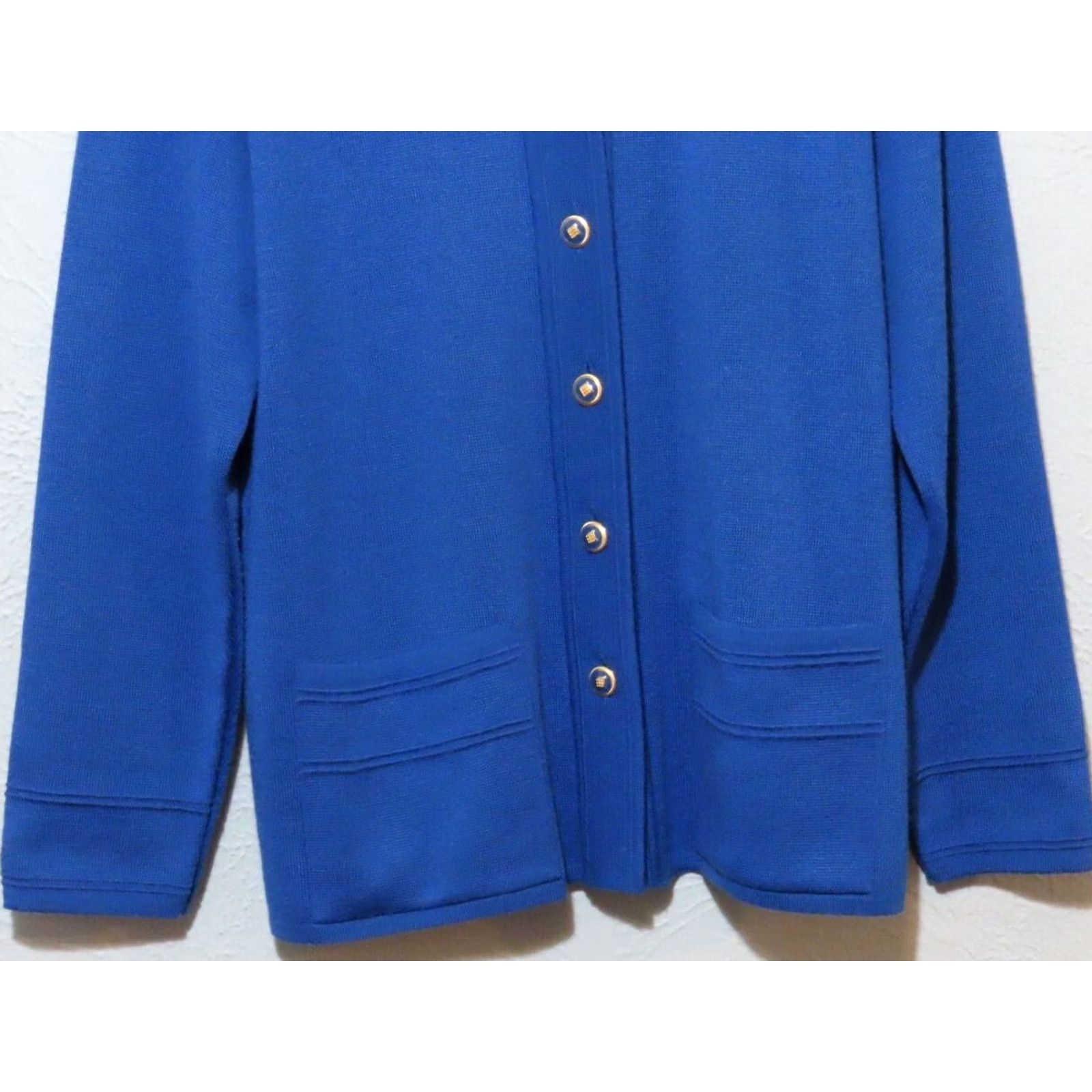 Vintage Appleseed's Cardigan Womens 14P Blue Wool Blend Shoulder Pads Pockets Knit - Casual, Travel, Business - Dry Clean Only - Fall, Spring, Winter Size XL / US 12-14 / IT 48-50 - 2 Thumbnail