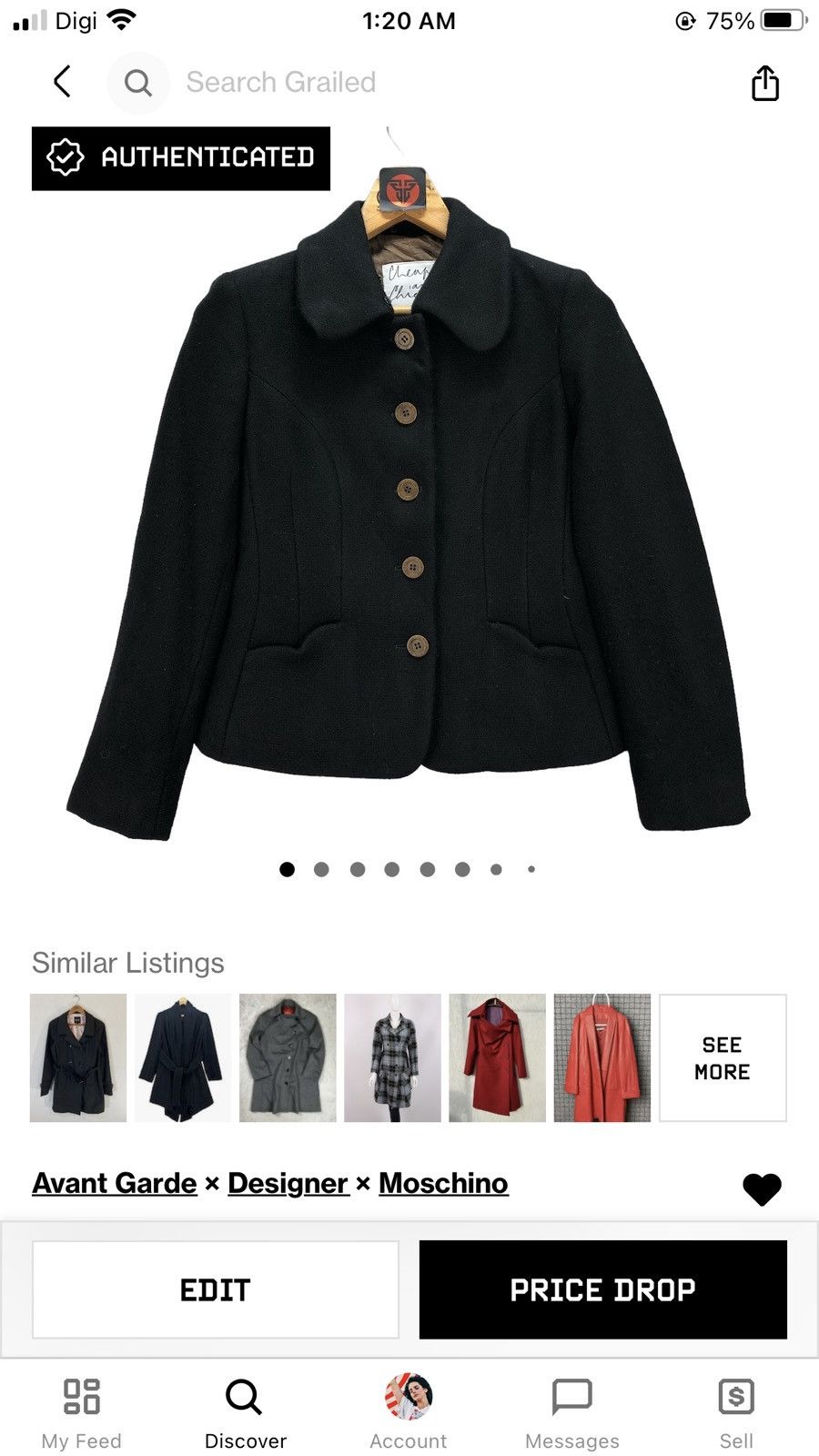 Moschino MOSCHINO BLACK WOOL JACKET #6835-93 Size M / US 6-8 / IT 42-44 - 16 Thumbnail