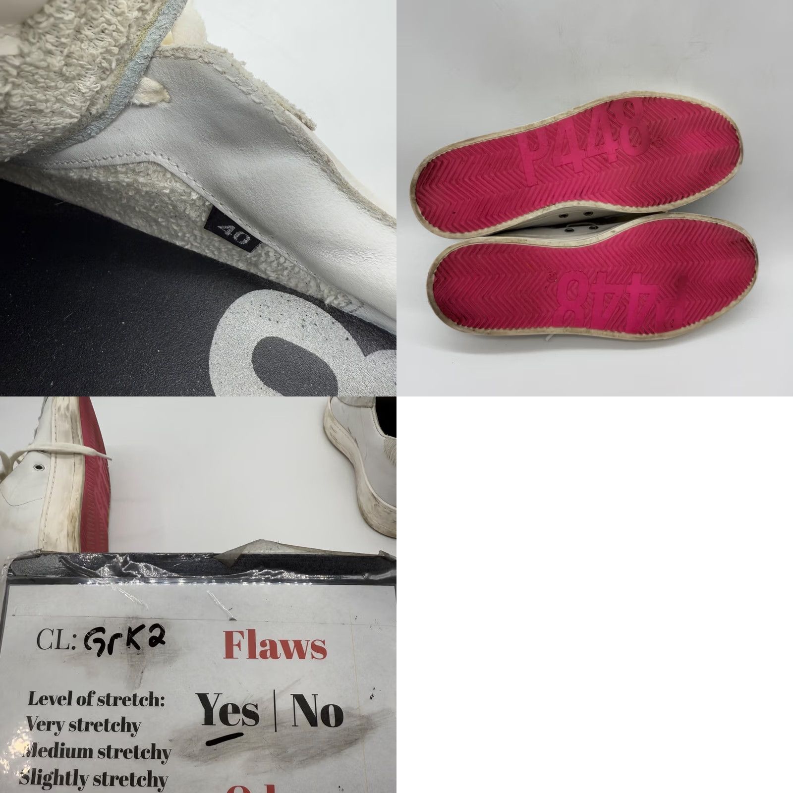 P448 P448 Womens John Low Top Sneaker Shoes Size 40 White Silver Horse Hair Lace Up Size M / US 6-8 / IT 42-44 - 9 Thumbnail