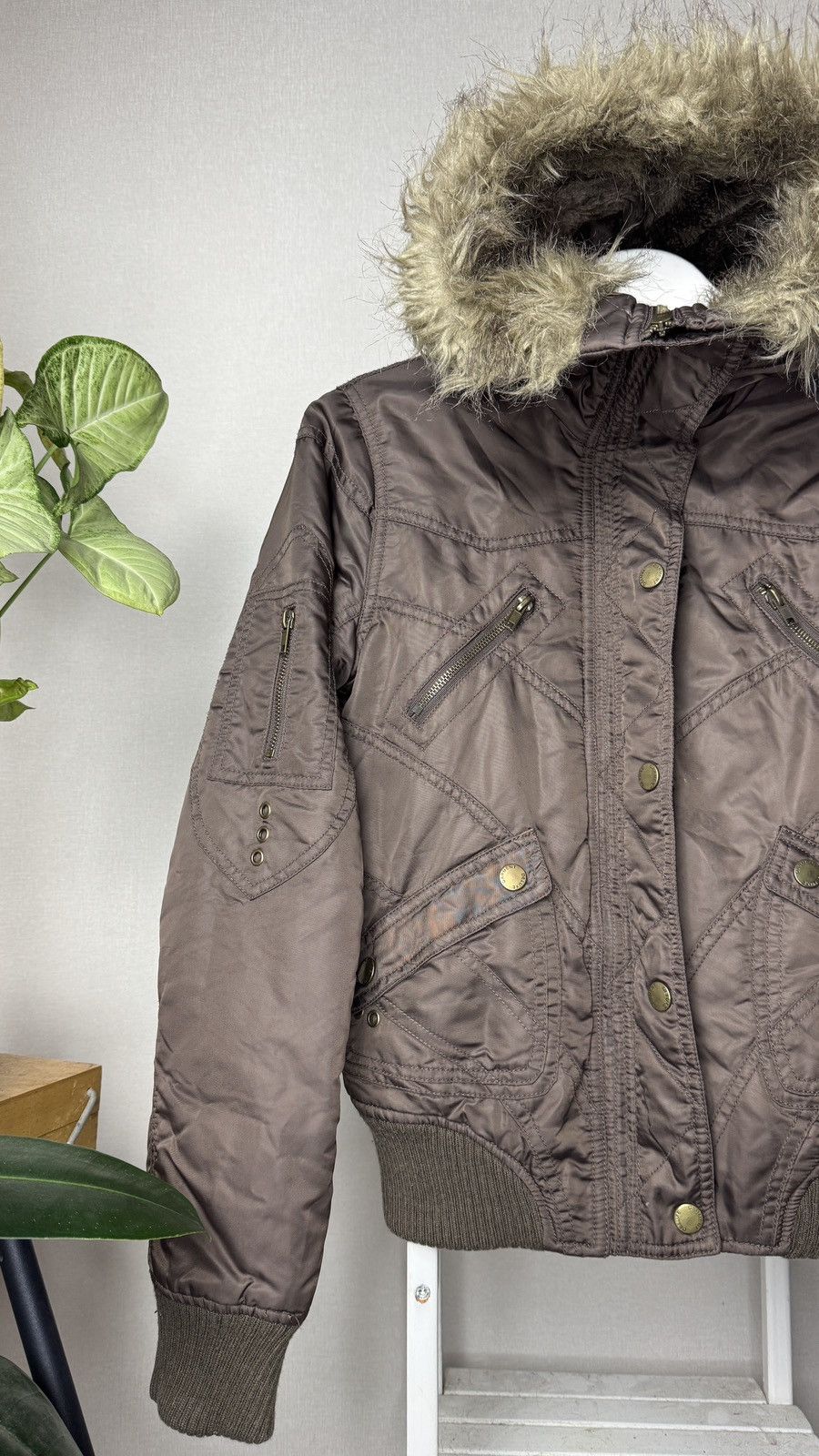 Punk Y2K faux fur hood jacket Opium Yohji LGB Goa Vibe