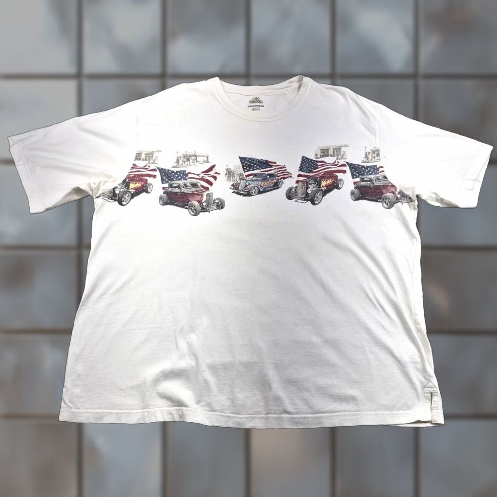 Good American RedHead Shirt Mens 2XL White Graphic Tee Hot Rod Cars Patriotic Shirt Mens 2XL White Flag Graphic Tee Size US XXL / EU 58 / 5 - 1 Thumbnail