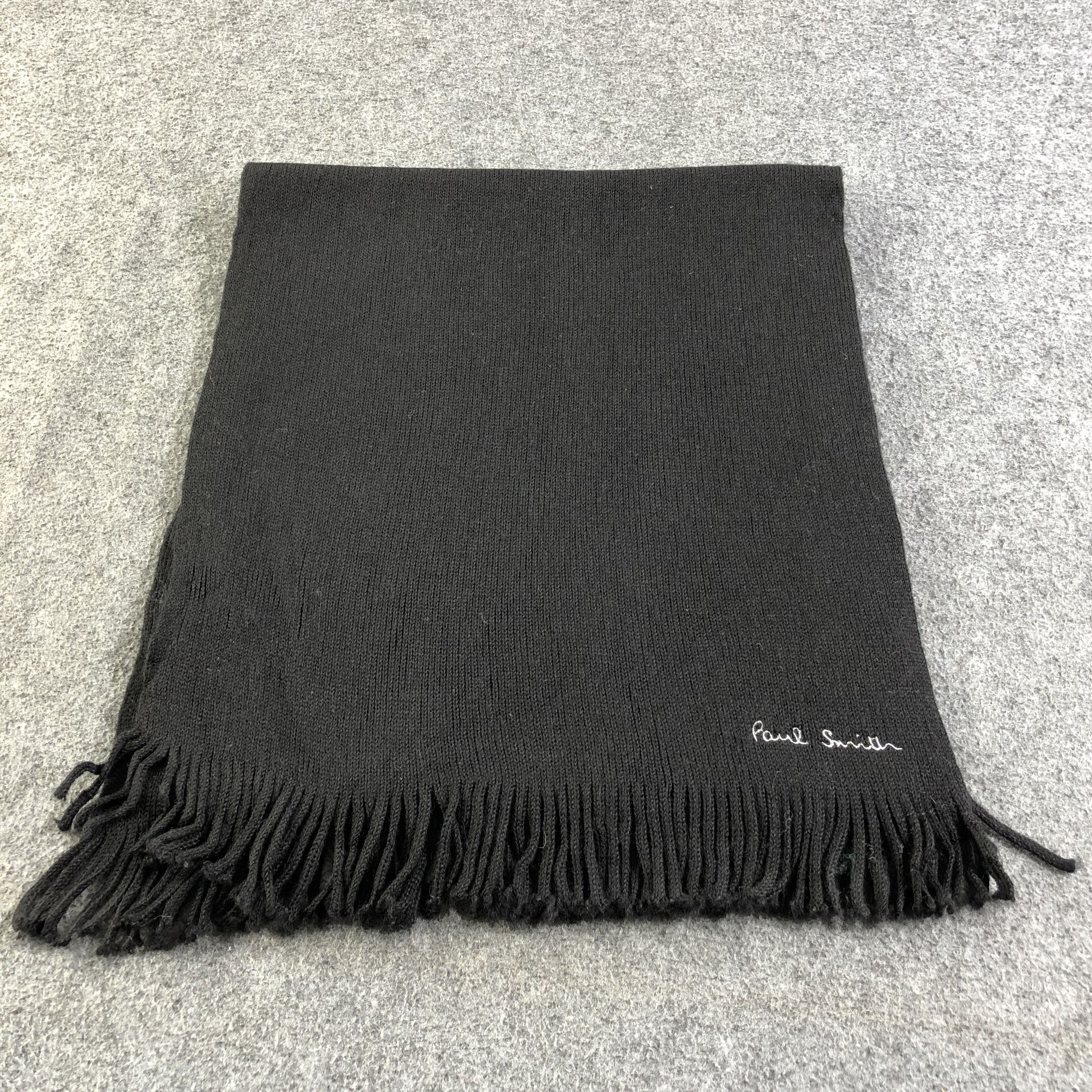 Paul Smith Paul Smith Plain Black Knit Wool Scarf Muffler V1342 Size ONE SIZE - 2 Thumbnail