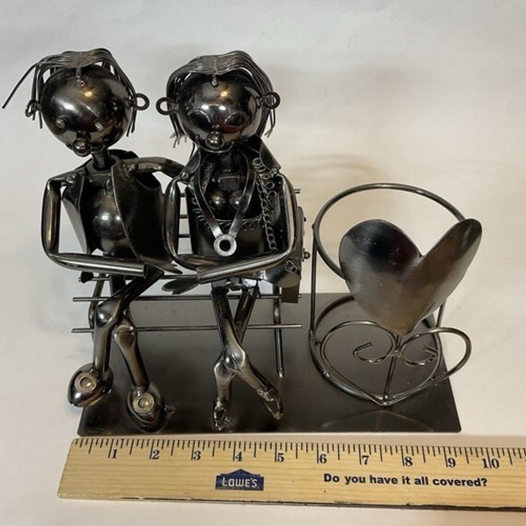 Other Statue Love Couple On The Bench Wine Bottle/Candle Holder Size ONE SIZE - 3 Thumbnail