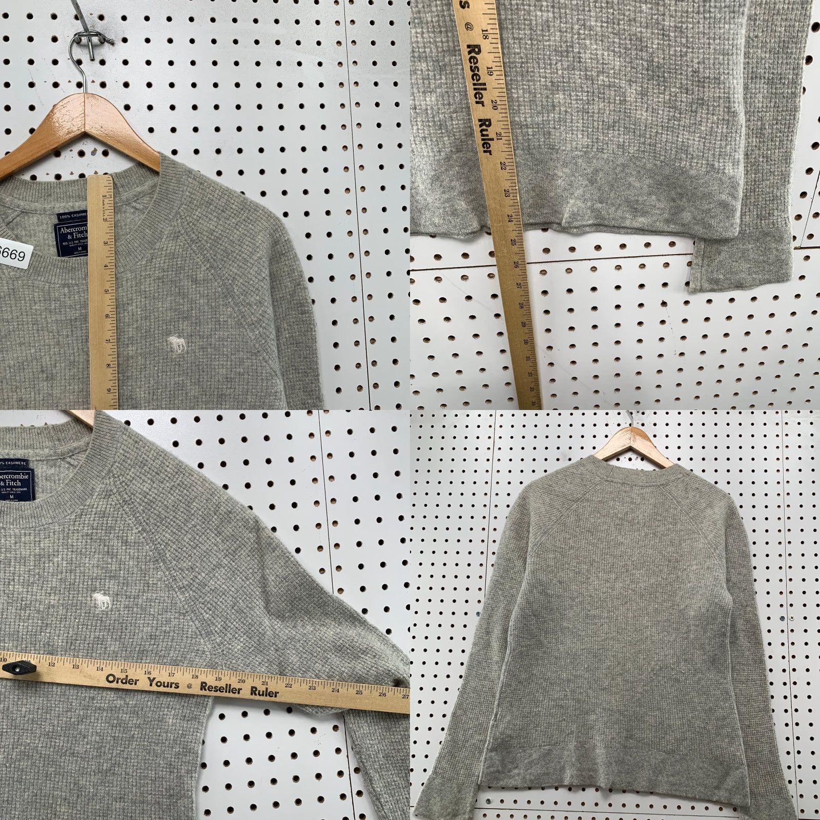 Abercrombie & Fitch VINTAGE Abercrombie & Fitch 100% Cashmere Sweater Womens Medium Gray Waffle Soft Knit Size M / US 6-8 / IT 42-44 - 8 Thumbnail