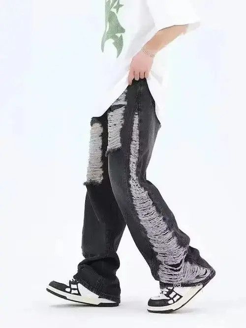VIBE Baggy distressed black jeans Size US 34 / EU 50 - 4 Thumbnail