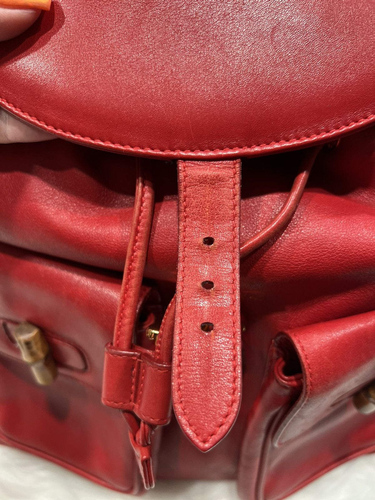 Gucci Vintage Gucci Red Bamboo Backpack – Y2K Tom Ford Era Size ONE SIZE - 13 Thumbnail