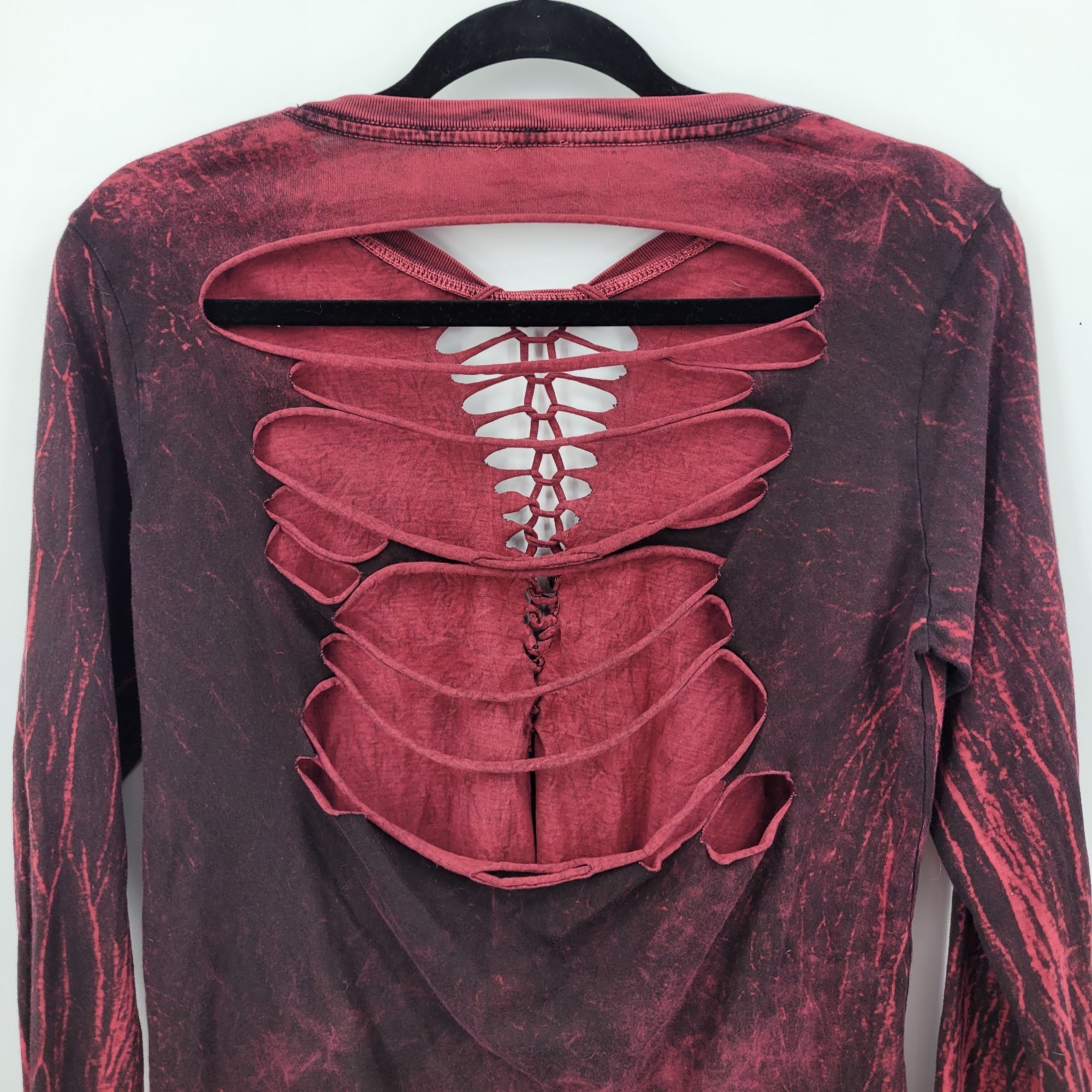 Affliction Vtg Affliction Distressed Oxblood Long Sleeve Shirt L Thrash Size L / US 10 / IT 46 - 7 Thumbnail