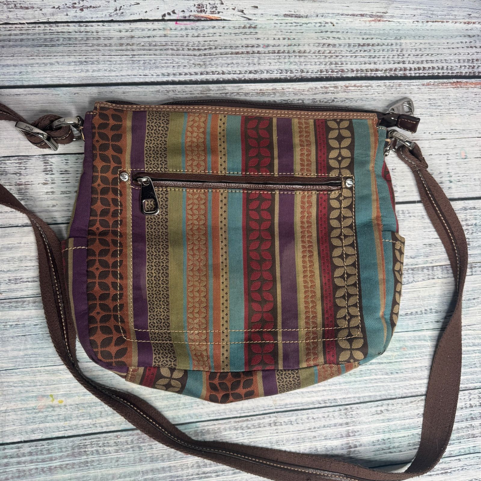 Fossil Fossil Multicolor Stripe Crossbody Bag Brown Adjustable Size ONE SIZE - 3 Thumbnail