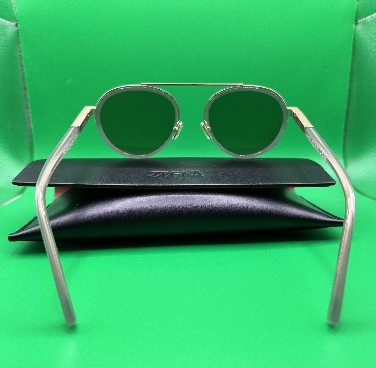 Z Zegna ZEGNA GREEN ORIZZONTE II ACETATE AND METAL SUNGLASSES Size ONE SIZE - 4 Thumbnail